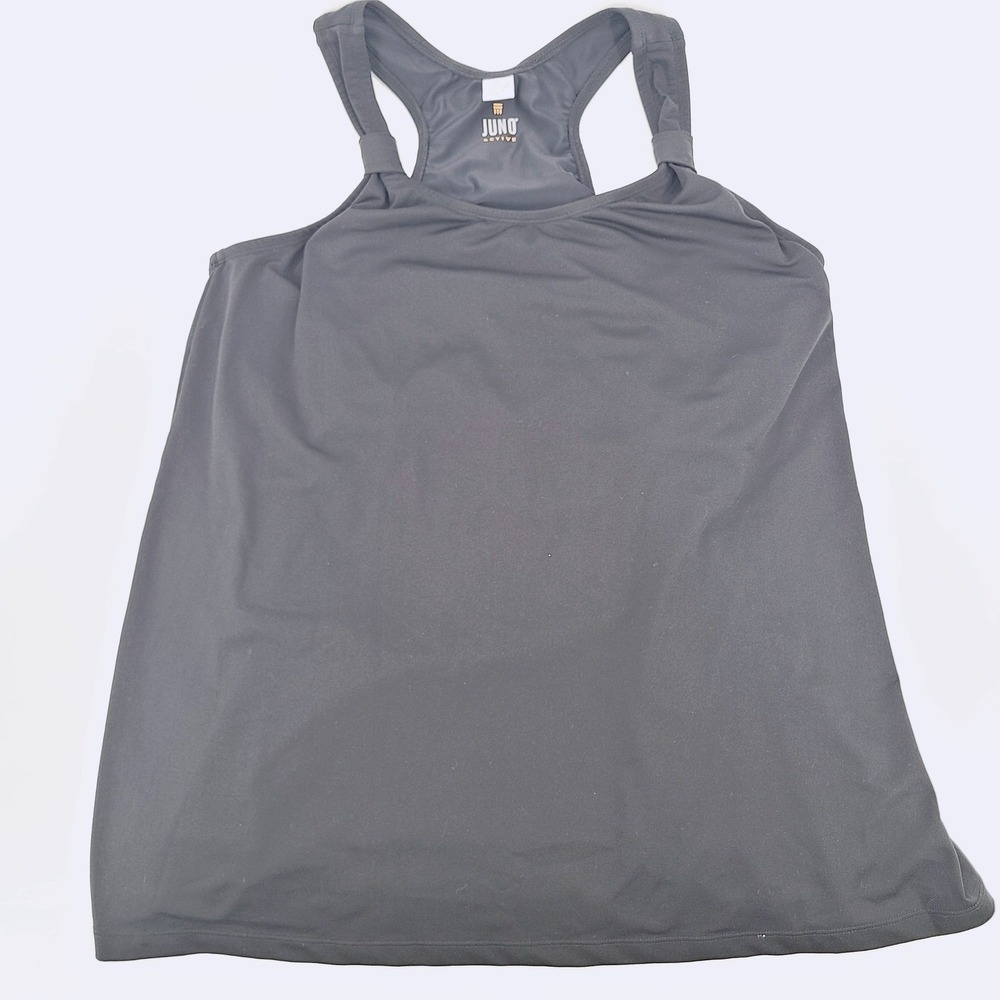Juno Active AquaSport Tankini Swim Top‎ Solid Black Plus Size 3X Racerback